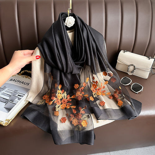 Elegant Embroidered Summer Sunscreen Scarf